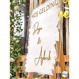 Şeffaf Pleksi Karşılama Panosu 50x70 Gold/Gümüş Aynalı Yazı